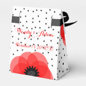 Red Black and Whitw Polka Dot and Poppies Design Geschenkschachtel (Rückseite)