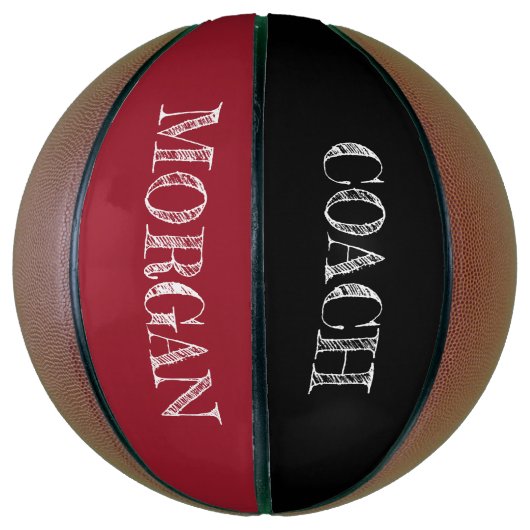 RED Black Ätzing Custom COACH NAME Basketball (Vertikal)
