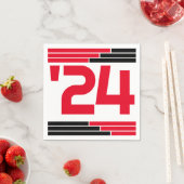 Red & Black Bars Class of '24 Grad Party Serviette (Beispiel)