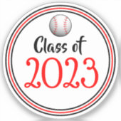 Red & Black Baseball Class Year Abschluss Aufkleber (Vorderseite)