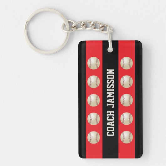 Red & Black, Baseball Coach/Player, Name Schlüsselanhänger (Vorderseite)