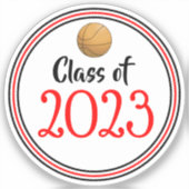 Red & Black Basketball Class Year Abschluss Aufkleber (Vorderseite)