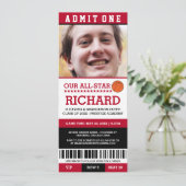 Red & Black Basketball Graduation Party - Einladun Einladung (Stehend Vorderseite)