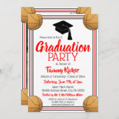 Red & Black Basketball Graduation Party Einladung (Vorne/Hinten)