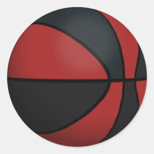 Red & Black Basketball: Runder Aufkleber