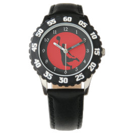 Red Black Basketball Silhouette Armbanduhr