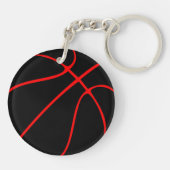 Red & Black Basketball Spielnummer oder Initialen Schlüsselanhänger (Rückseite)