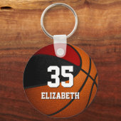 Red Black Basketball Team Geschenke Spieler Name Schlüsselanhänger (Vorderseite)