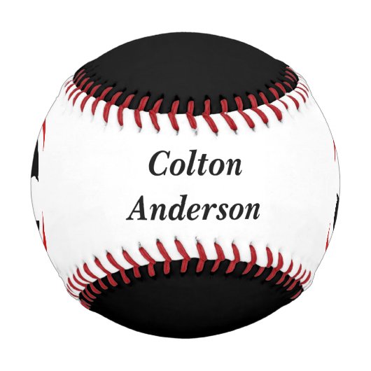 Red Black Batter Personalisiert Baseball (Vorderseite)