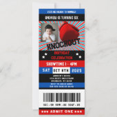 Red Black Blue Boxing Ticket Geburtstag Foto Einladung (Vorderseite)