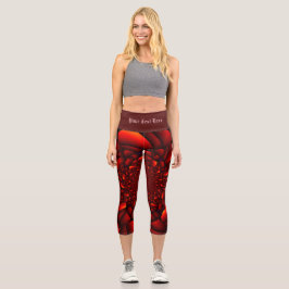 Red Black Blue Petal Capri Leggings