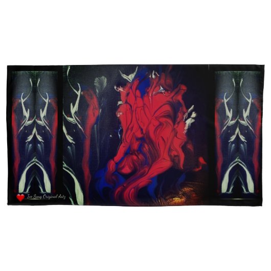 Red Black Blue White Abstrakt Kissenbezug (Vorderseite-Links)