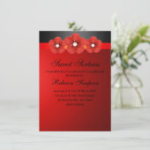 Red & Black Blume Band Sweet 16 Birthday Einladung (Stehend Vorderseite)