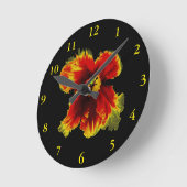 Red Black Blume Custom Round (Medium) Wall Clock Runde Wanduhr (Winkel)
