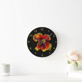 Red Black Blume Custom Round (Medium) Wall Clock Runde Wanduhr (Zuhause)