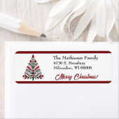 Red Black Boho Christmas Tree Rücksendeadresse (Insitu)