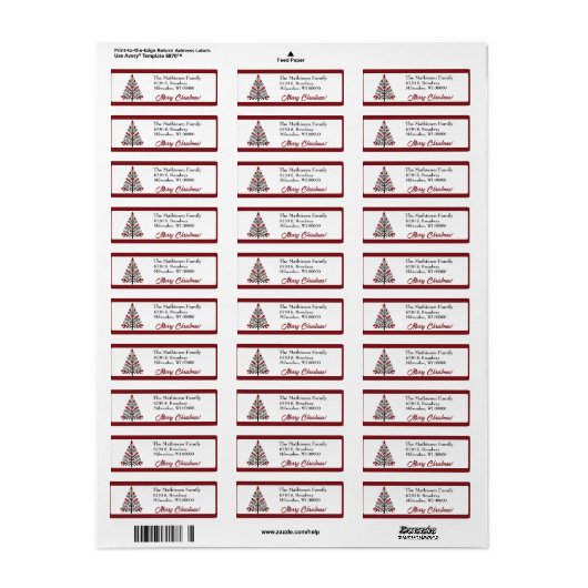 Red Black Boho Christmas Tree Rücksendeadresse (Vorne)