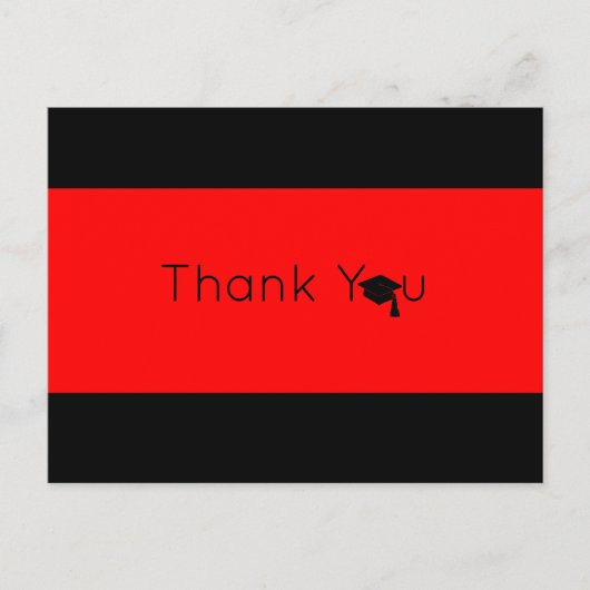 Red Black Bold Abschluss Vielen Dank Postkarte (Vorderseite)