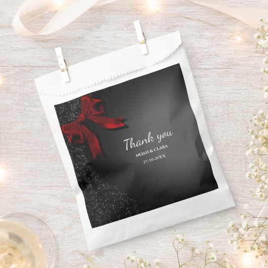 Red Black Bow Hochzeit funkelnd launisch Geschenktütchen (Ausgeschnitten)