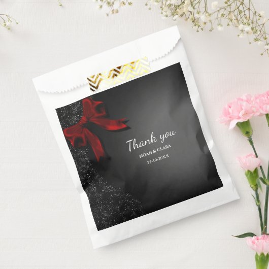 Red Black Bow Hochzeit funkelnd launisch Geschenktütchen (Versiegelt)