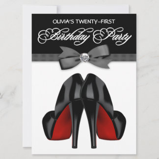 Red Black Bow Krawatte Frauen 21. Geburtstag Party Einladung