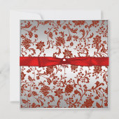 Red & Black Bow Krawatten Damask Geburtstagsparty Einladung (Rückseite)