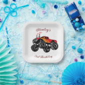 Red Black Boys Geburtstag Monster Truck Pappteller (Party)