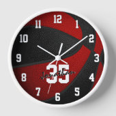 Red Black Boys Girls Basketball Personalized Uhr (Vorderseite)