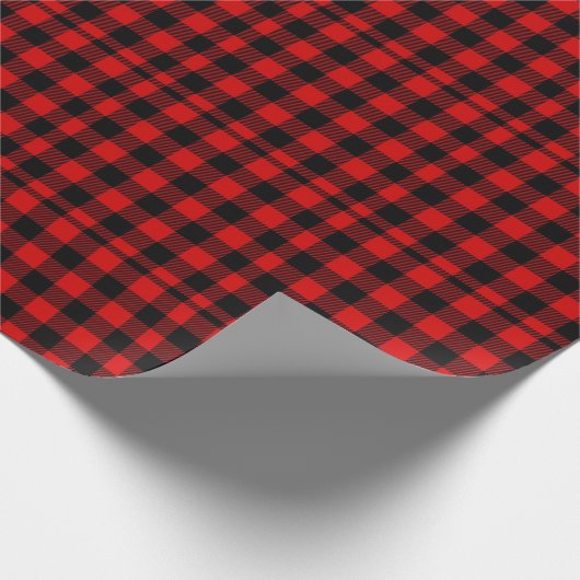 Red Black Buffalo Checked Flannel look Country Geschenkpapier (Ecke)