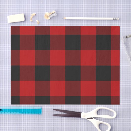 Red & Black Buffalo Checkered Kariert Rustikal Seidenpapier (Handwerk)
