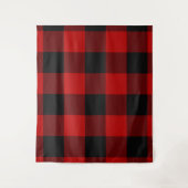 Red & Black Buffalo Checkered Kariert Rustikal Wandteppich (Vorderseite)