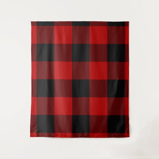 Red & Black Buffalo Checkered Kariert Rustikal Wandteppich (Vorderseite)
