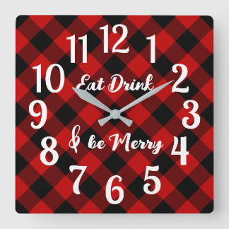 Red Black Buffalo Gingham Karo Acrylic Wall Clock Quadratische Wanduhr