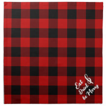 Red Black Buffalo Gingham Karo Cloud Napkin