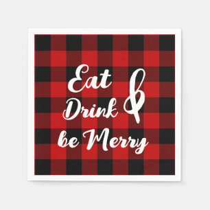 Red Black Buffalo Gingham Karo Paper Napkin Serviette