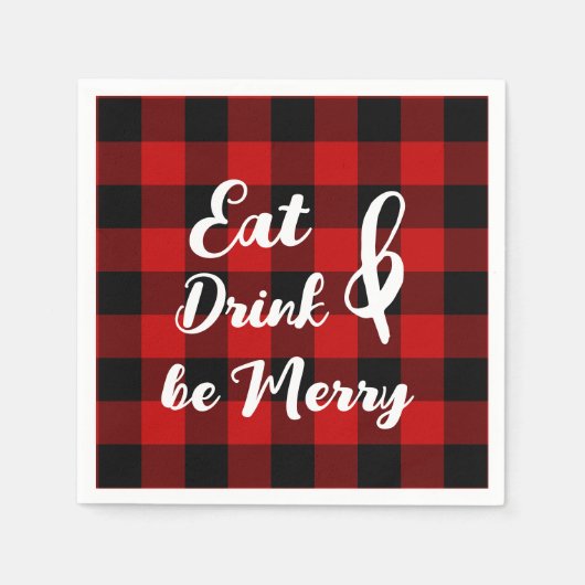 Red Black Buffalo Gingham Karo Paper Napkin Serviette (Vorderseite)