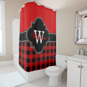 Red Black Buffalo Kariert 1ICBR Monogramm Duschvorhang (Beispiel)