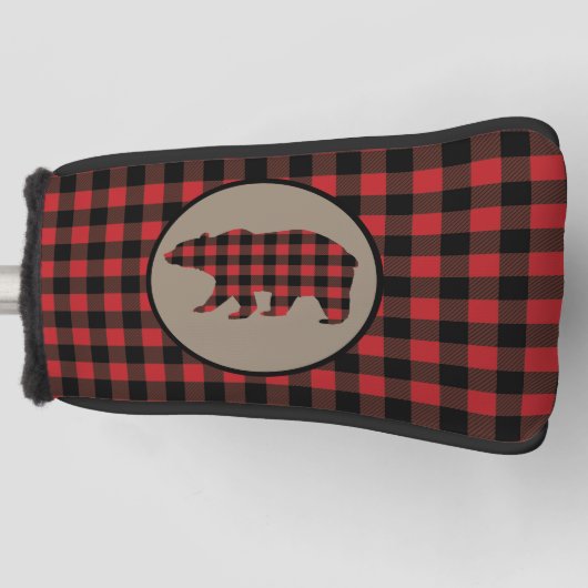 Red Black Buffalo Kariert Bear Putter Cover Golf Headcover (Vorderseite)