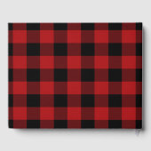 Red Black Buffalo Kariert Checkered Rustic Wedding Gästebuch (Rückseite)