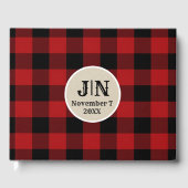Red Black Buffalo Kariert Checkered Rustic Wedding Gästebuch (Vorderseite)