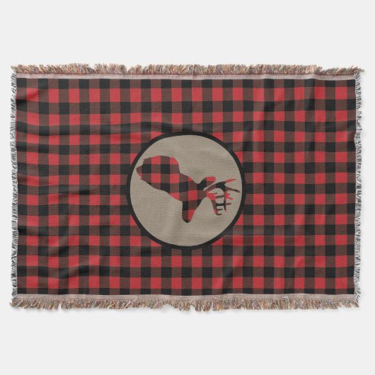 Red Black Buffalo Kariert Deer Decke (Vorderseite)