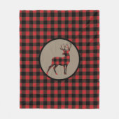 Red Black Buffalo Kariert Deer Silhouette Fleecedecke (Vorderseite)