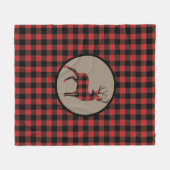 Red Black Buffalo Kariert Deer Silhouette Fleecedecke (Vorderseite (Horizontal))