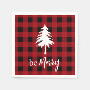 Red Black Buffalo Kariert Evergreen Tree Sei froh Serviette