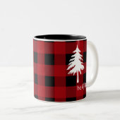 Red Black Buffalo Kariert Evergreen Tree Sei froh Zweifarbige Tasse (VorderseiteRechts)