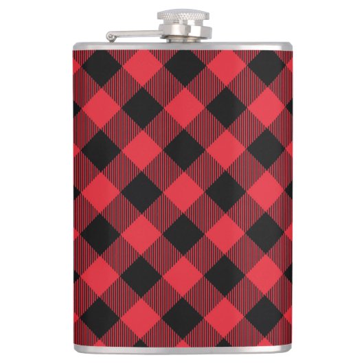 Red Black Buffalo Kariert Flachmann (Vorderseite)