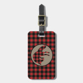 Red Black Buffalo Kariert Fox Gepäckanhänger (Vorderseite vertikal)