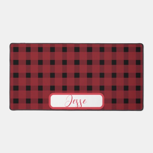Red Black Buffalo Kariert Gingham Schreibtischunterlage (Vorderseite)