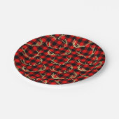Red & Black Buffalo Kariert & Gold Deer Antlers Pappteller (Schrägansicht)