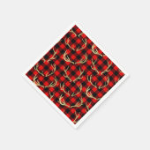 Red & Black Buffalo Kariert & Gold Deer Antlers Serviette (Ecke)